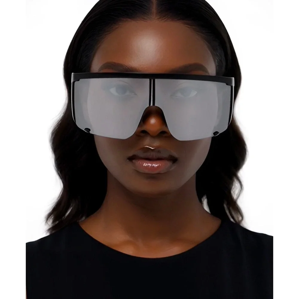 Shield Sunglasses Silver Mirrored‎ Lens Visor Cyclops Sport Sun Glasses Lentes
